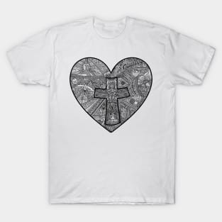 A heart with a cross inside, a description of the way of the Savior Jesus Christ T-Shirt